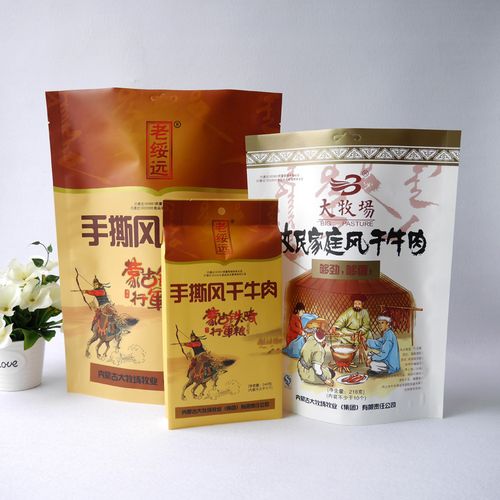 工厂定做大牧场风干牛肉牛皮纸食品包装袋 透明开窗复合纸袋的白色美学与实用之道